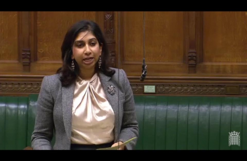 Suella speaking in Parliament 