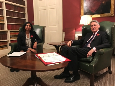 Suella Fernandes MP and the Chancellor, Phillip Hammond 